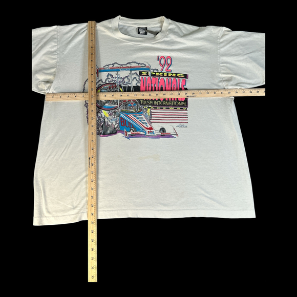 VTG 1992 Tulsa Spring Nationals Drag Racing White Single Stitch T-shirt Sz 3XL - Picture 3 of 4